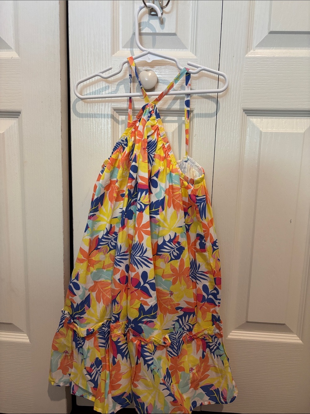 Janie and Jack Yellow, Orange, Blue Tropical Floral Halter Dress